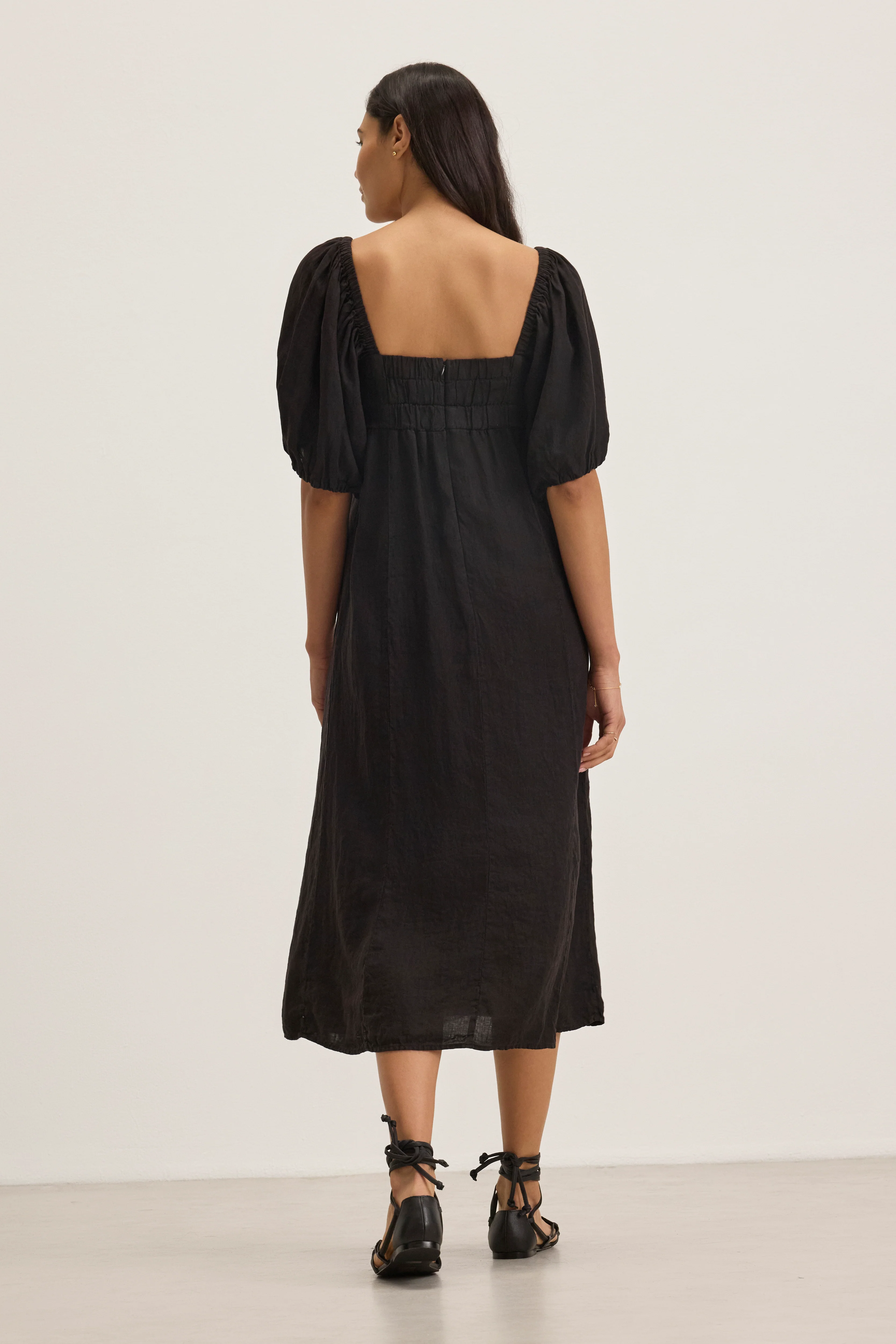 BROOKE LINEN DRESS IN BLACK - Image 4