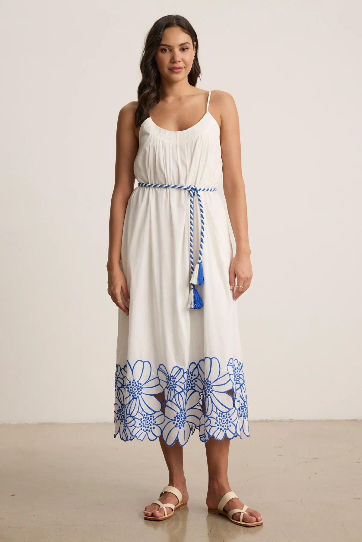 JULIETTE DRESS IN CREAM/COBALT - Image 4
