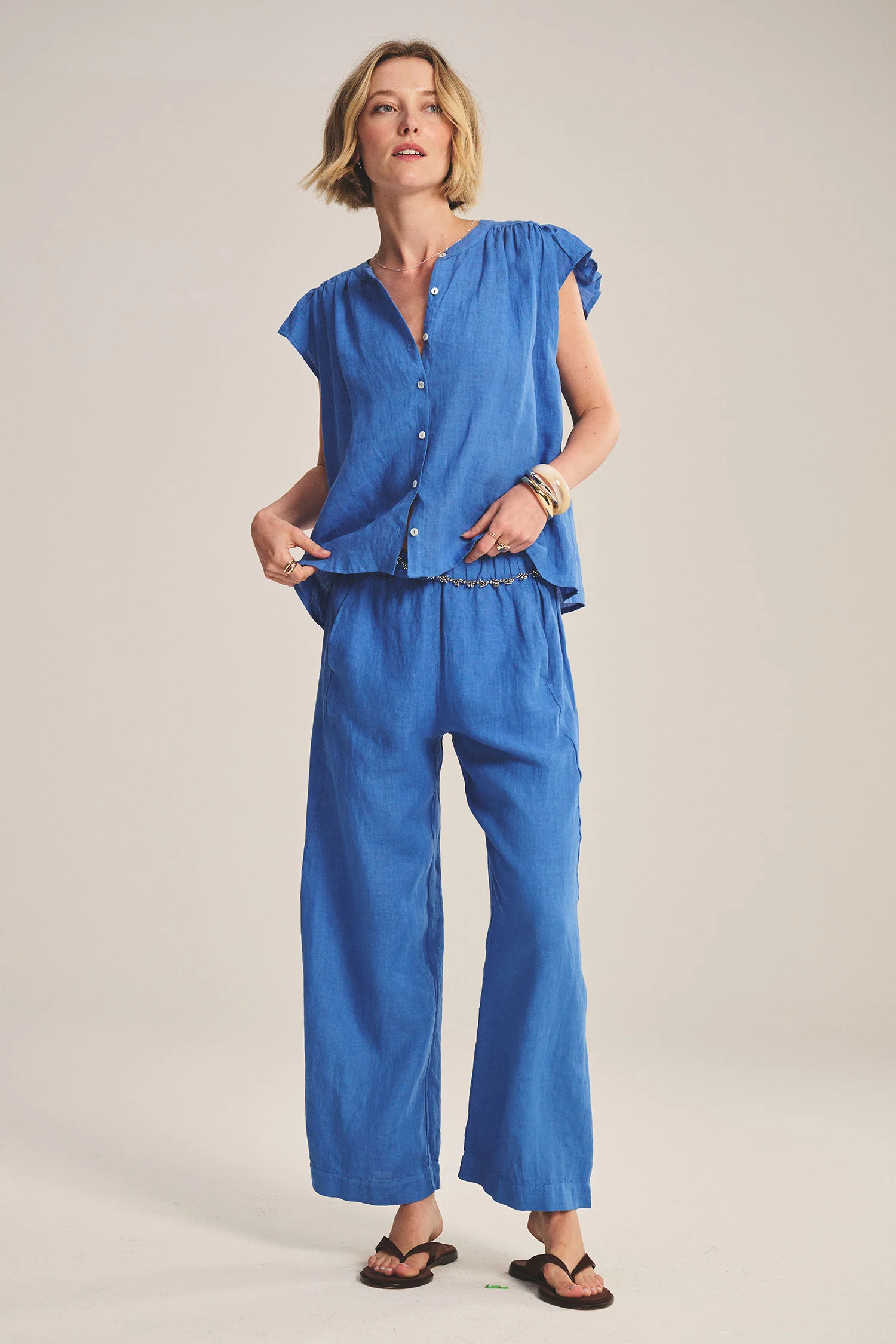 LOLA LINEN TROUSER IN BLUEJAY - Image 3