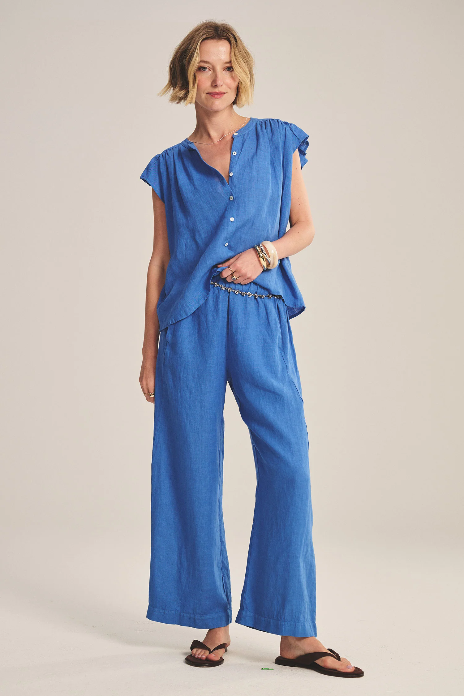 LOLA LINEN TROUSER IN BLUEJAY - Image 4