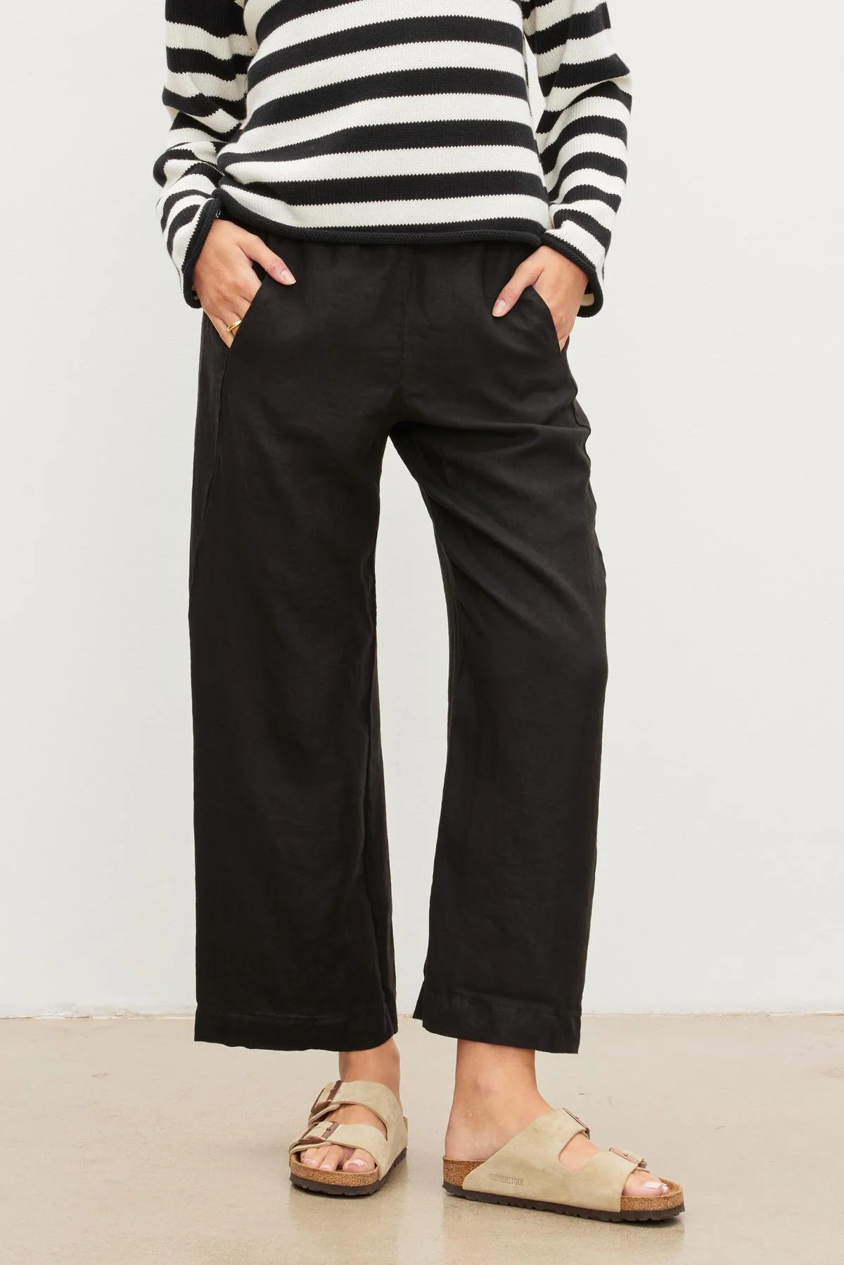 LOLA LINEN TROUSER IN BLACK - Image 2