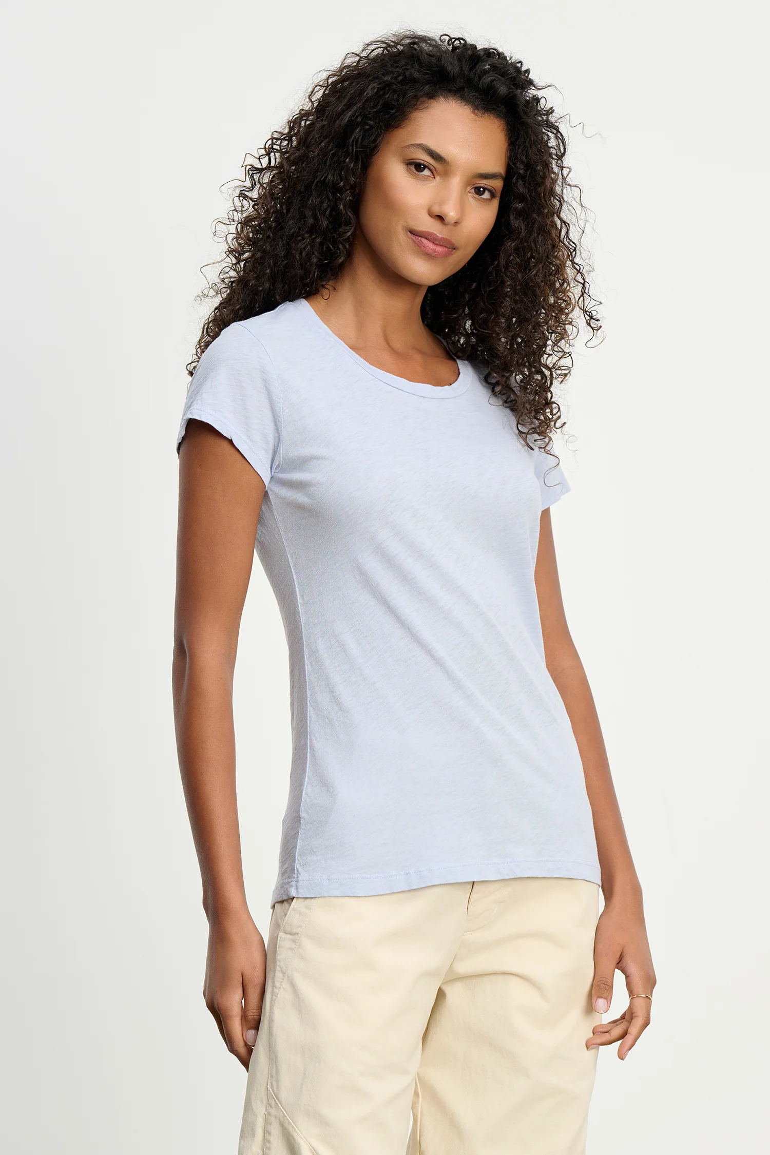 ODELIA COTTON CREW NECK T-SHIRT IN SKY - Image 2