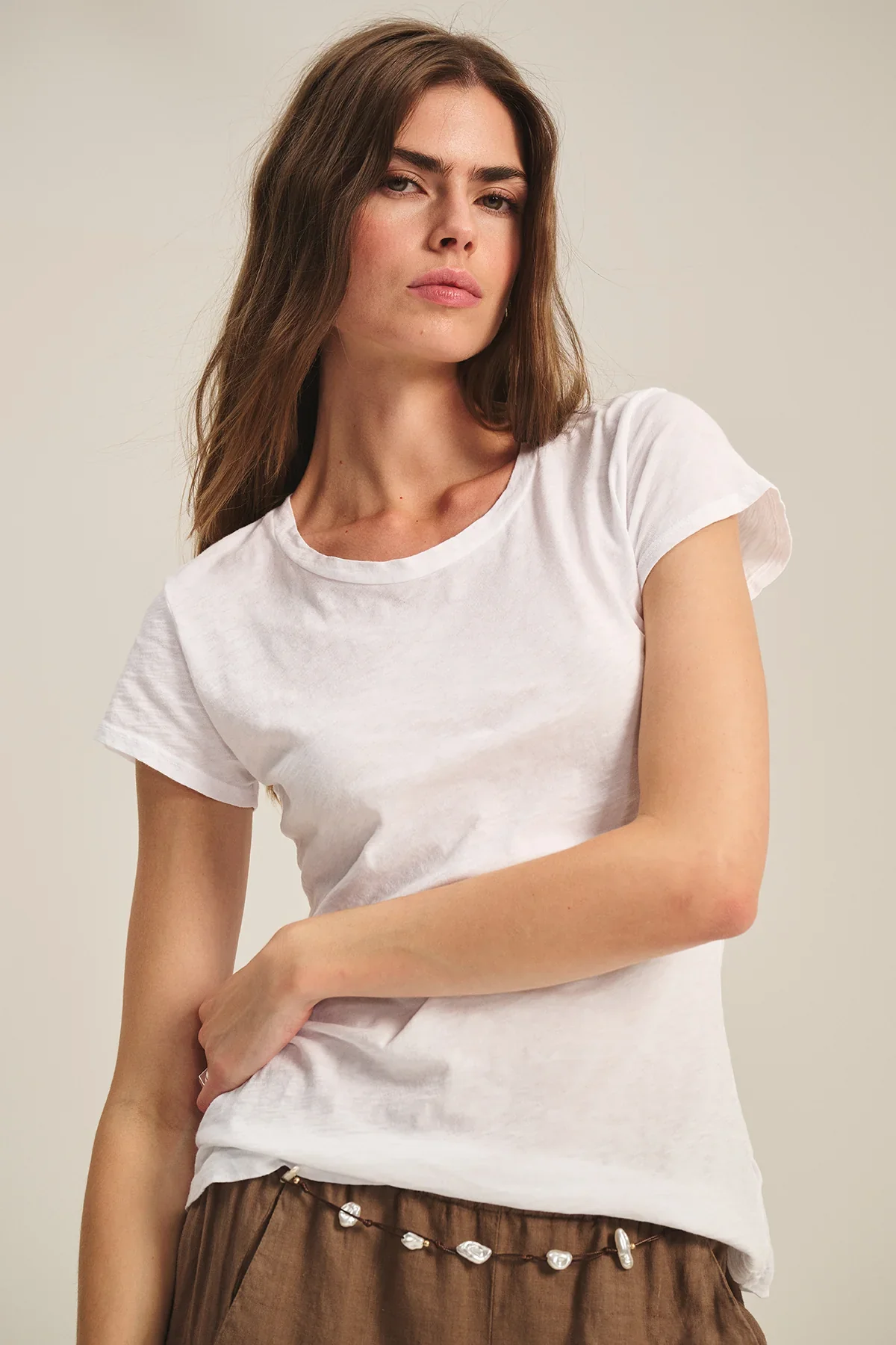 ODELIA COTTON CREW NECK T-SHIRT IN WHITE - Image 5