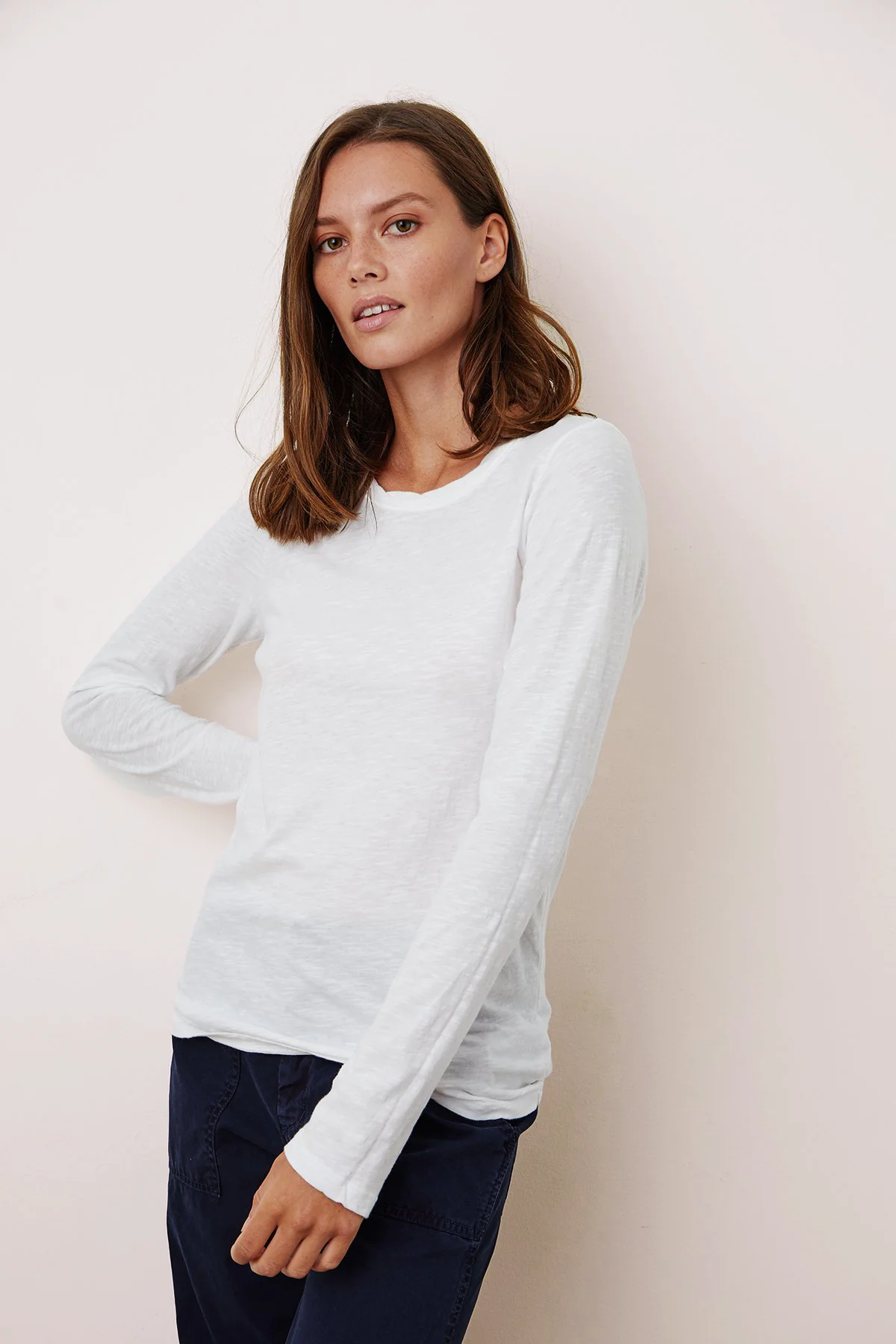 LIZ CITY COTTON SLUB T-SHIRT IN WHITE
