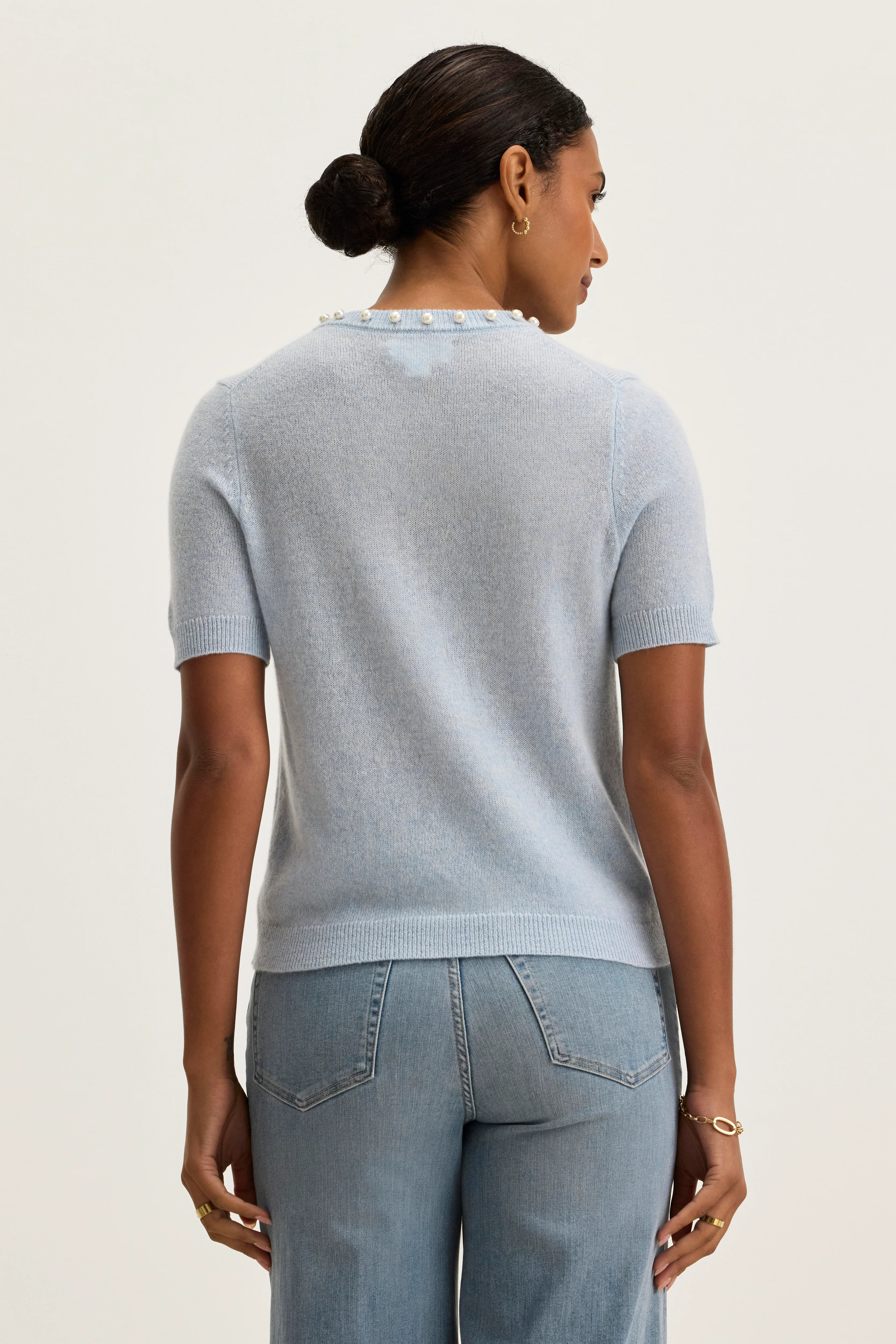 YARA CASHMERE EMBELLISHED SWEATER IN ICE - Image 3