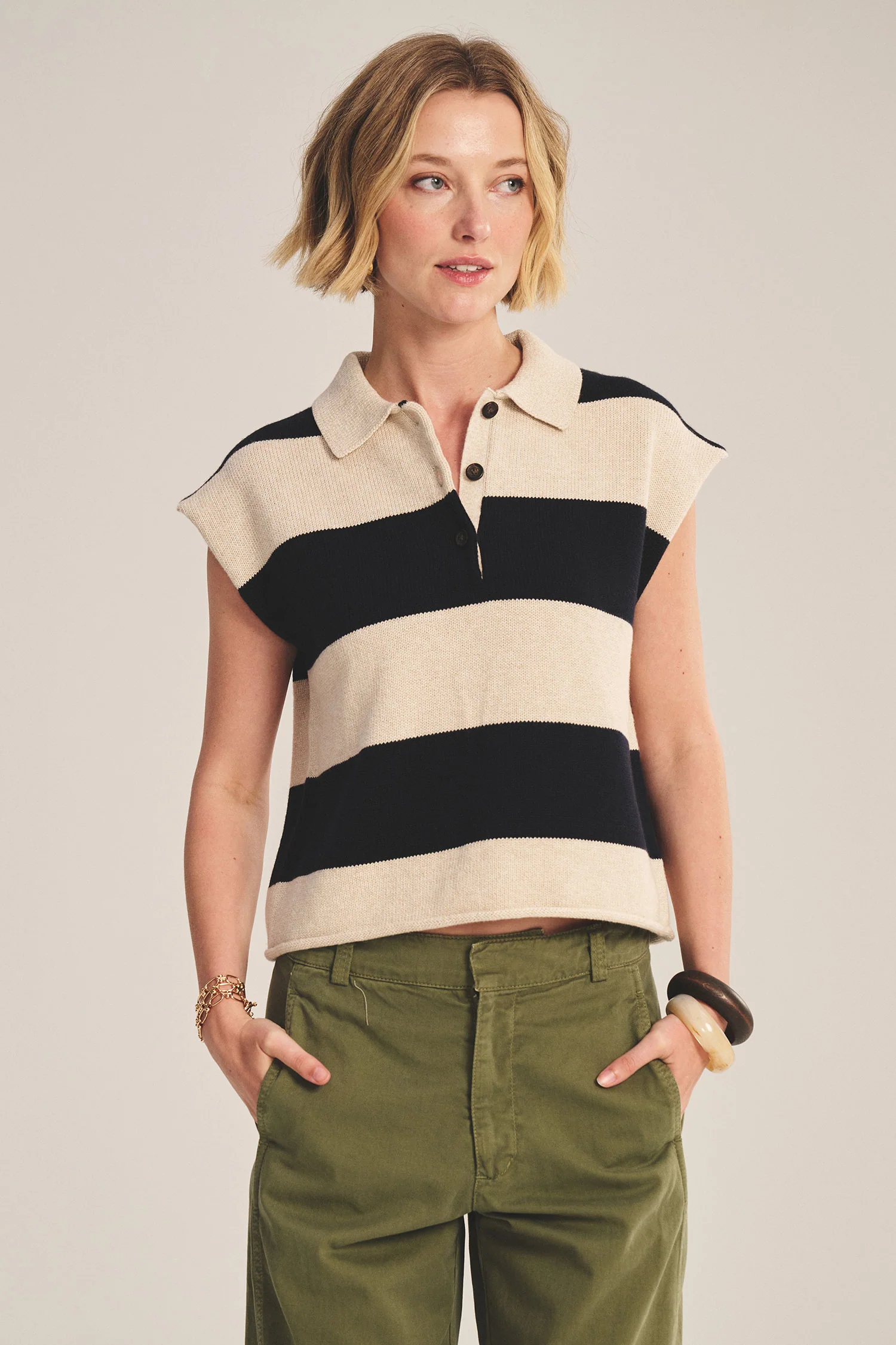 ZOELLA SWEATER POLO IN OAT - Image 3